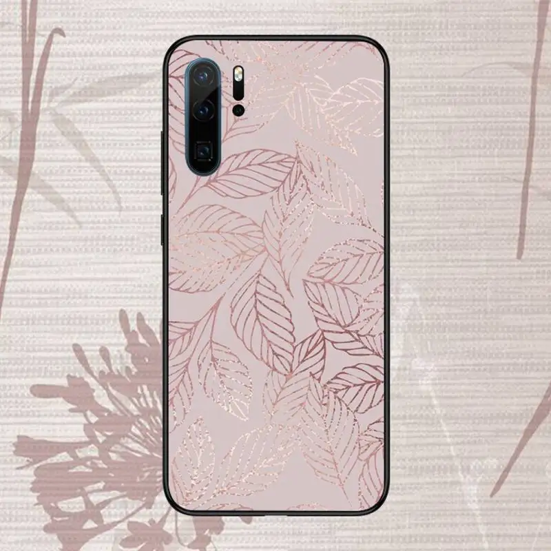 

Rose Gold Leaf Phone Case For Huawei P20 P30 P40 lite Pro P Smart 2019 Mate 10 20 Lite Pro Nova 5t
