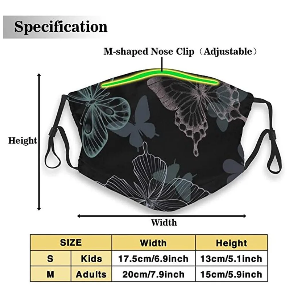 1Pc Face Mask+2 Pcs PM2.5 Mask Fliters Men Women Activated Carbon Filter 3D Pollution Butterfly Adult mascarilla tapabocas #jew |