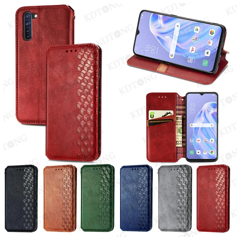

Luxury Flip Leather Woven Pattern Case For OPPO Reno3A Japanese Version Plain Full Cover Simple Fashion Phone Cases