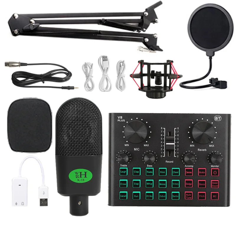 Портативный микрофон V8 Plus Миксер с шумоподавлением для пения Голосовое