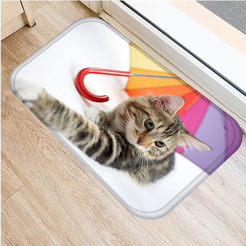 Милый кошачий коврик с рисунком Противоскользящий для дома кухни ванной