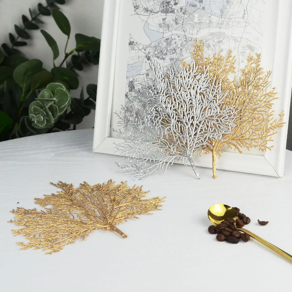 Креативные ПВХ подставки эмуляция коралловых листьев под чашки золотые