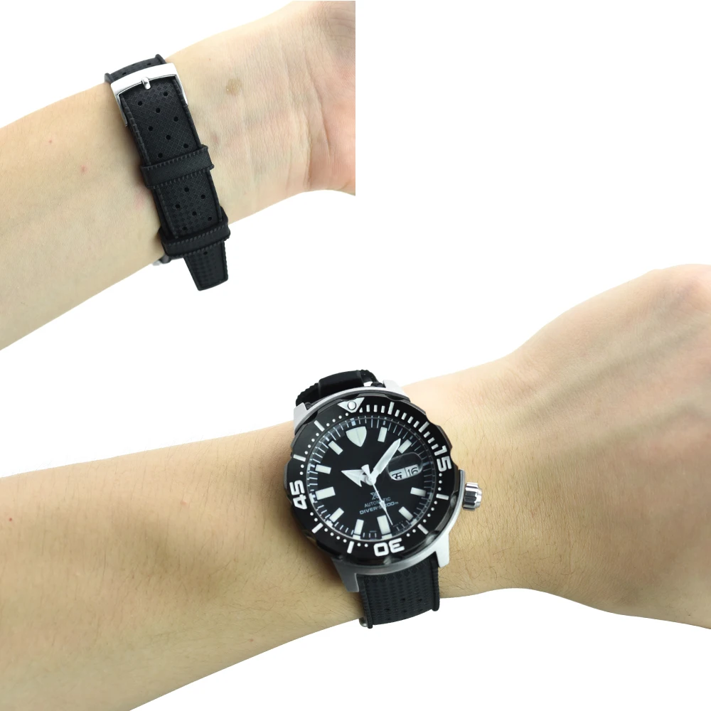

Premium-Grade Tropic Rubber Watch Strap 20mm 22mm For s-eiko SRP777J1 New Watch Band Diving Waterproof Bracelet Black Color