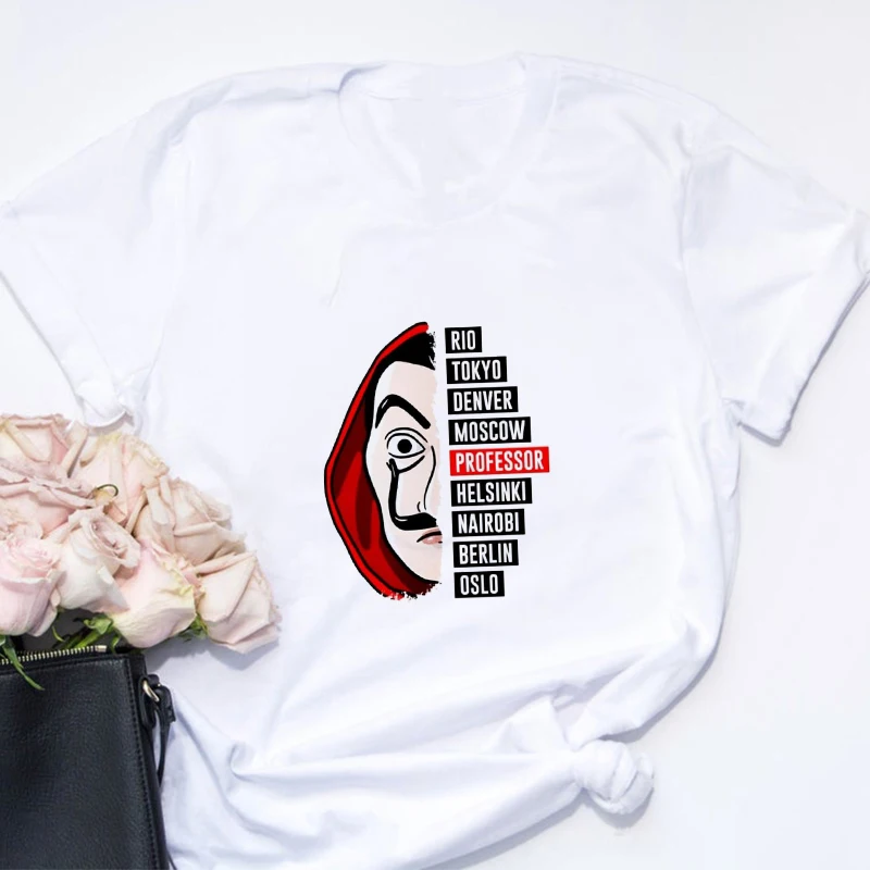 

Movie Money Heist The House of Paper T Shirt 90s Cool Clothes T Shirt Women Vogue Casual T-shirt Femme Summer Women CN(Origin)