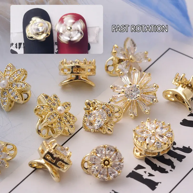 2 шт. металлический цветок с цирконием художественное украшение для ногтей