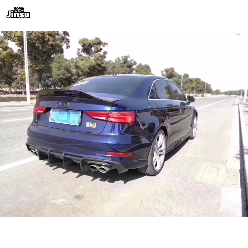 Carbur style Carbon fiber Car Rear Bumper Spoiler Lip For Audi A3 sedan limousine sport Diffuser S3 8V 2017 2018 2019 | Автомобили и