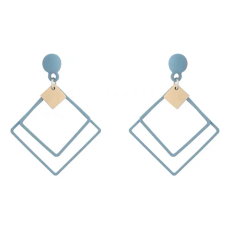 

2021 New Earrings For Women Fashion Jewelry Simple Geometric Matte Coating Blue Drop Earring For Girl Celebration Gifts
