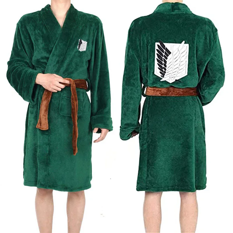 

Anime Attack on Titan Scout Legion Cosplay Flannel Nightgown Costumes Shingeki No Kyojin Wings of Liberty bathrobe Halloween