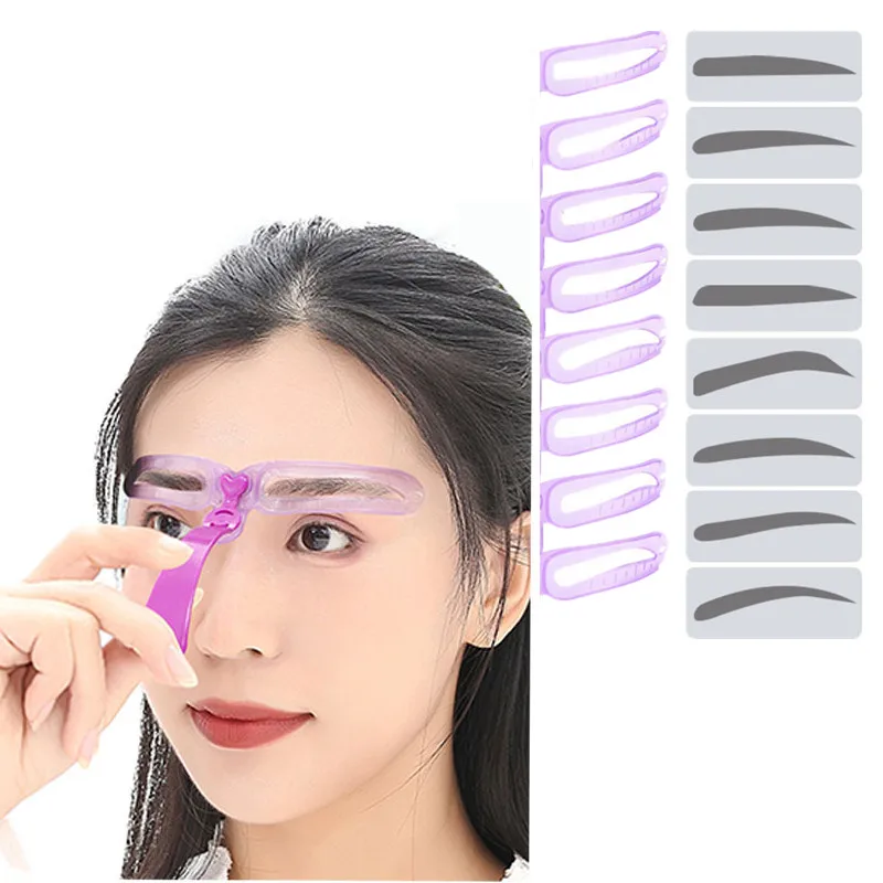 

Eyebrow Shaping Stencil 8-in-1 Reusable Eyebrow Shaping Template Eyebrow Stencils Kit Grooming Card Eyebrow Defining Makeup Tool