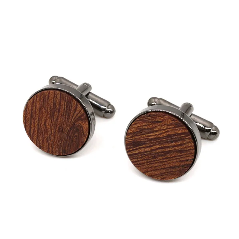 

Wooden French Shirt Cufflinks Men's Suit Business Banquet Wedding Simple Vintage High Grade Wood Cuff Links