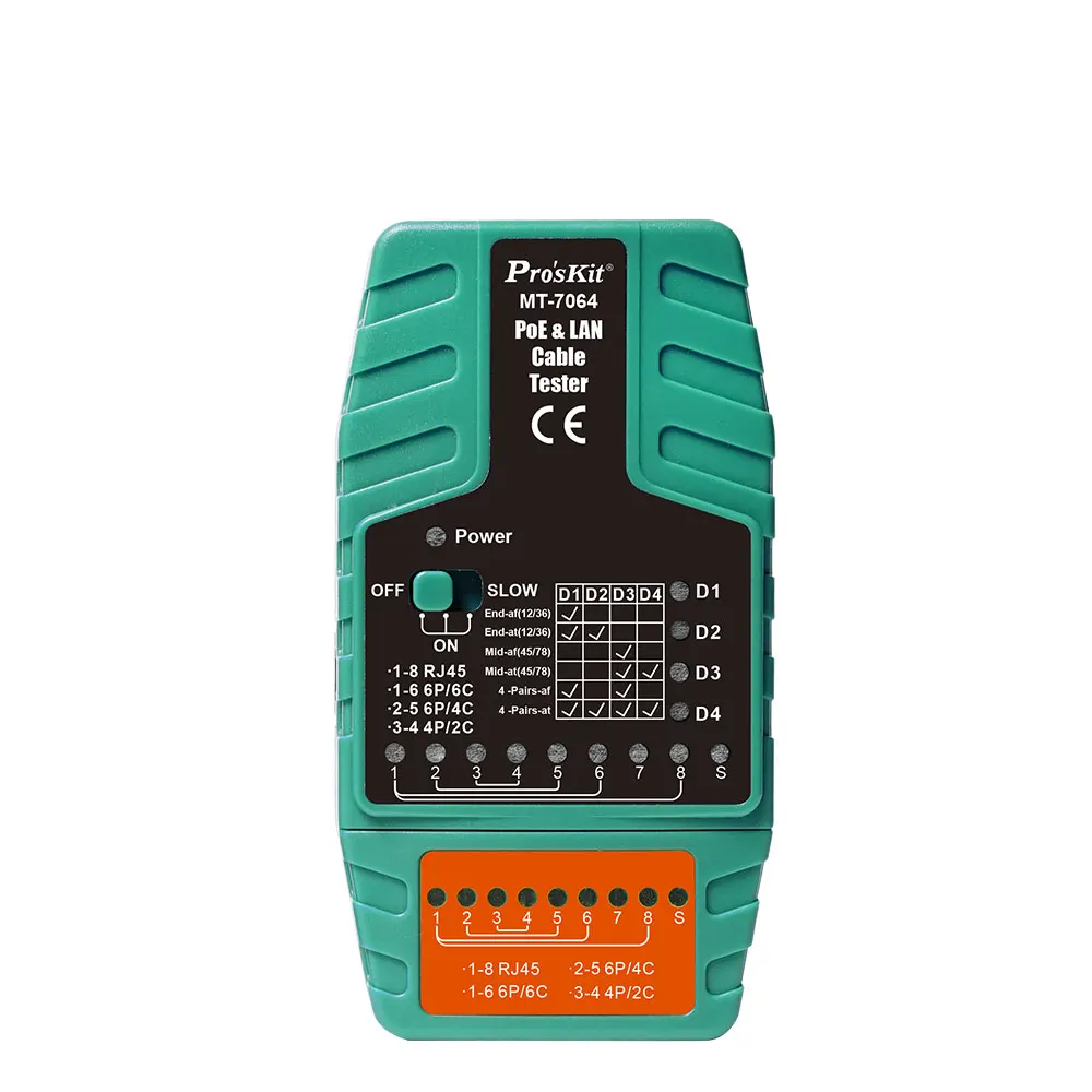 Pro'sKit 2 в 1 MT-7064 PoE и LAN Кабельный тестер для RJ11/RJ12/RJ45 Тестер-IEEE 802 3 af/at Стандартный