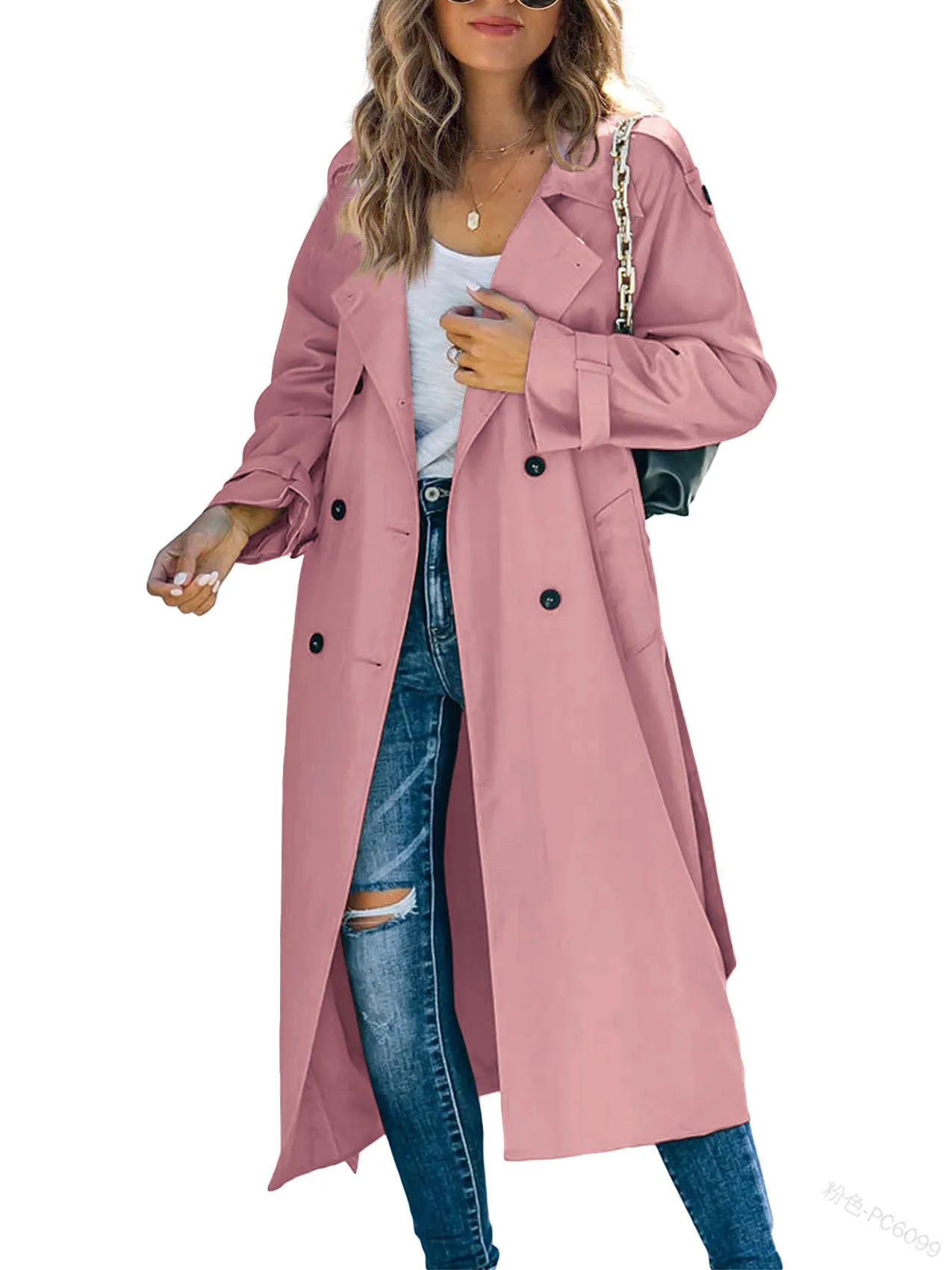 

Женский однобортный тренчкот Lugentolo, длинное пальто с отложным воротником, модные уличные куртки для весны и осени