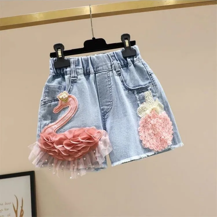 Summer New Girls Shorts Children's Loose Hot Pants Thin Denim Kids Teenage Girl Clothes | Мать и ребенок