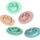 Детская чаша, безопасная силиконовая Пищевая силиконовая миска для кормления, детская чаша, мультяшная сова, на присоске, нескользящая разделенная тарелка для посуды