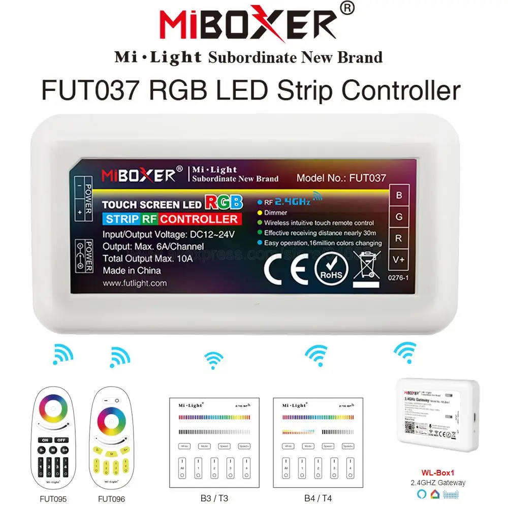 Miboxer 4 зоны умная RGB Светодиодная лента управления ler FUT037 DC12V 24V 10A Поддержка 2 4G