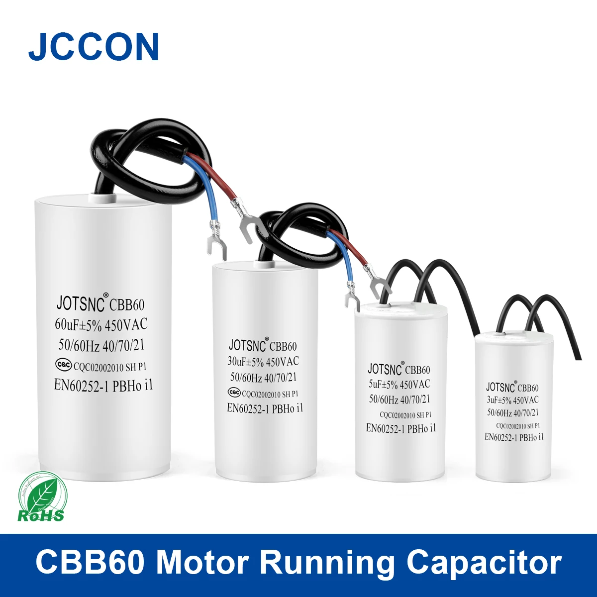 

2Pcs CBB60 Motor Running Capacitor 450V Series AC Water Pump Startup Capacitors Start Motor Run 450VAC 3uF-80uF