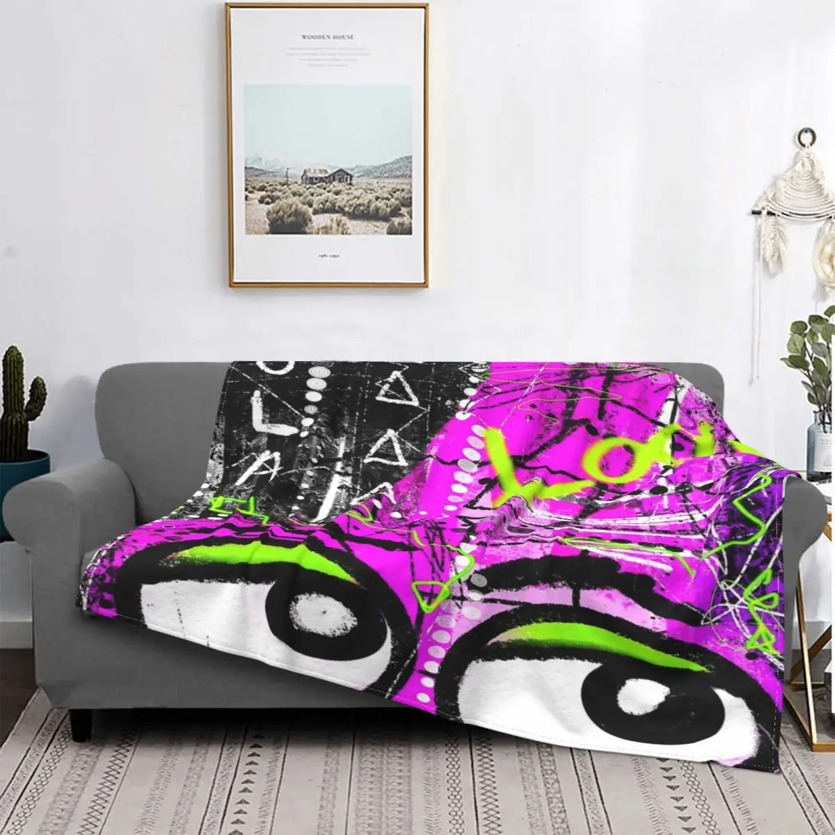 

Manta de arte callejero abstracto con aspecto de dibujos animados, para cama colcha, alfombra a cuadros, toalla de playa, Sudade