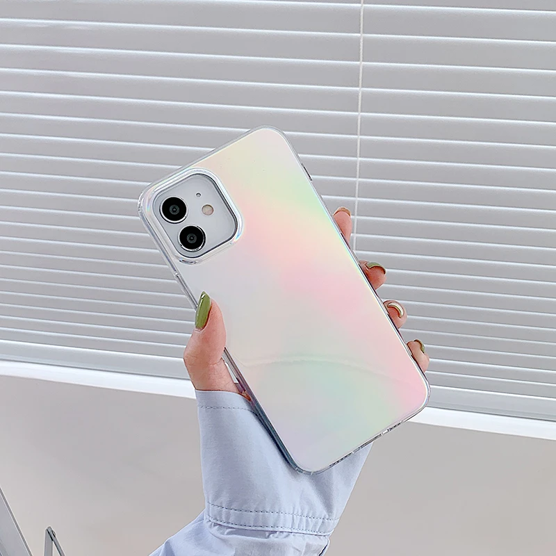 

Summer Rainbow laser Lens protection soft silicon Phone Case For apple iPhone 12 Pro Max 7 8 Plus X XS XR 11 SE 2 Mini 10 Cover