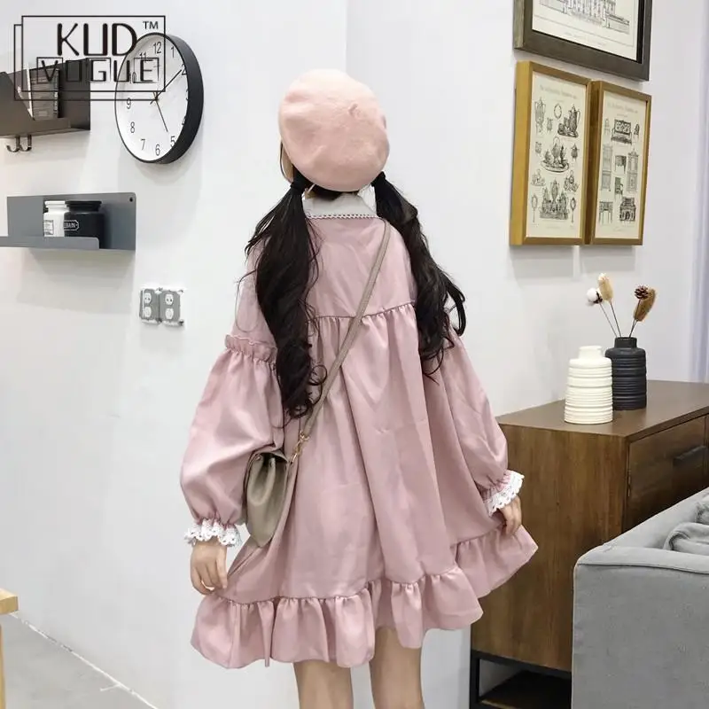 Кружевное вышитая кукла с оборками женское винтажное розовое платье в японском