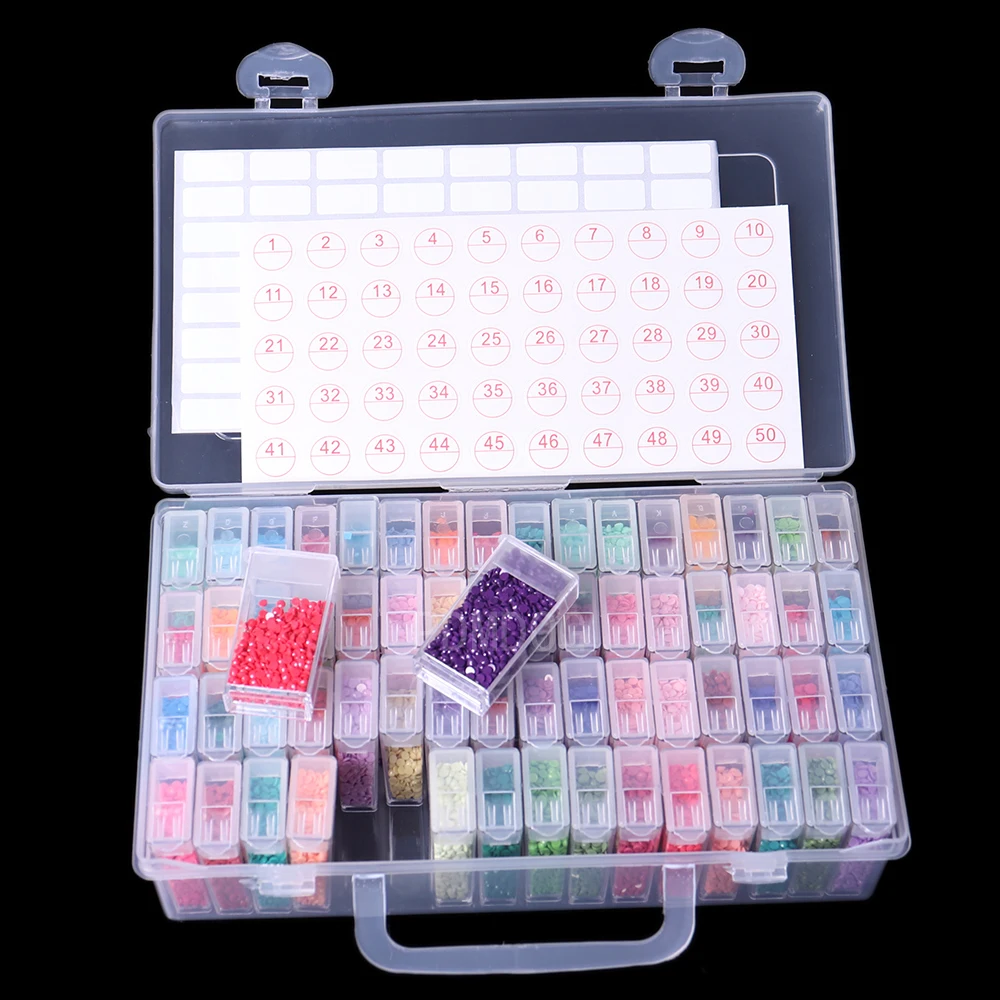 

64/56 Pcs Slot Diamond Painting Accessories Tools Beads Container Kits Storage Organizer Stone Storage Convenience Box