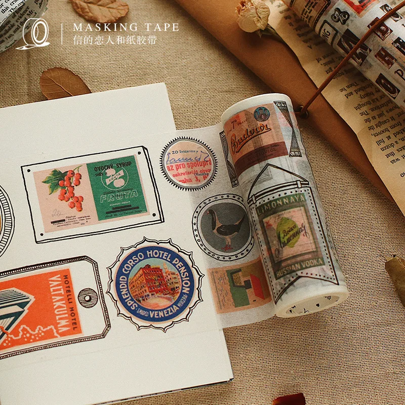 Letter of Lovers Washi Tape Ultra-Wide Salt System Animal Geometry Watercolor Paper Japan Hand Account Decorative Stickers | Обустройство