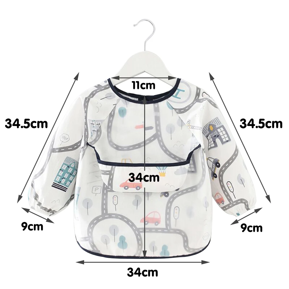 Babero impermeable para beb&eacute;, delantal de manga larga, arte, protecci&oacute;n del pecho, alimentaci&oacute;n-3