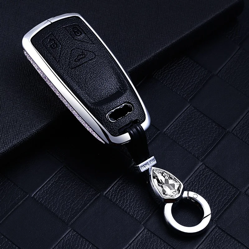 Silver style 02 Деревянный и карбоновый Стильный автомобильный чехол для ключей с дистанционным управлением для Audi AUDI A4 B9 Q5 Q7 TT TTS 8S автомобильный умный пульт дистанционного управления - Название цвета: Silver style 02