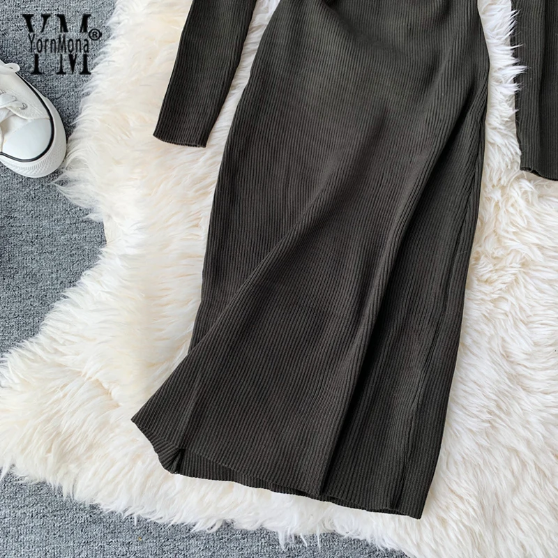 Женское трикотажное платье с круглым вырезом новинка 2019 Осеннее и зимнее