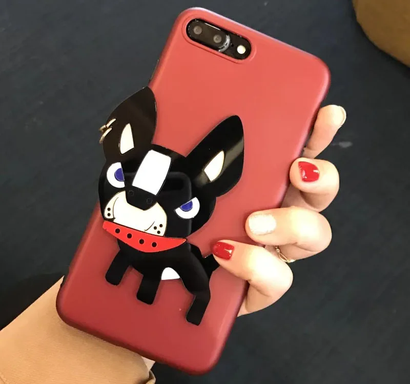 4 colors Cute Dog Case for iphone 6 6s 7 7plus 6plus TPU Bulldog 3D protective shell Acrylic fight pattern skin Pet back cover |