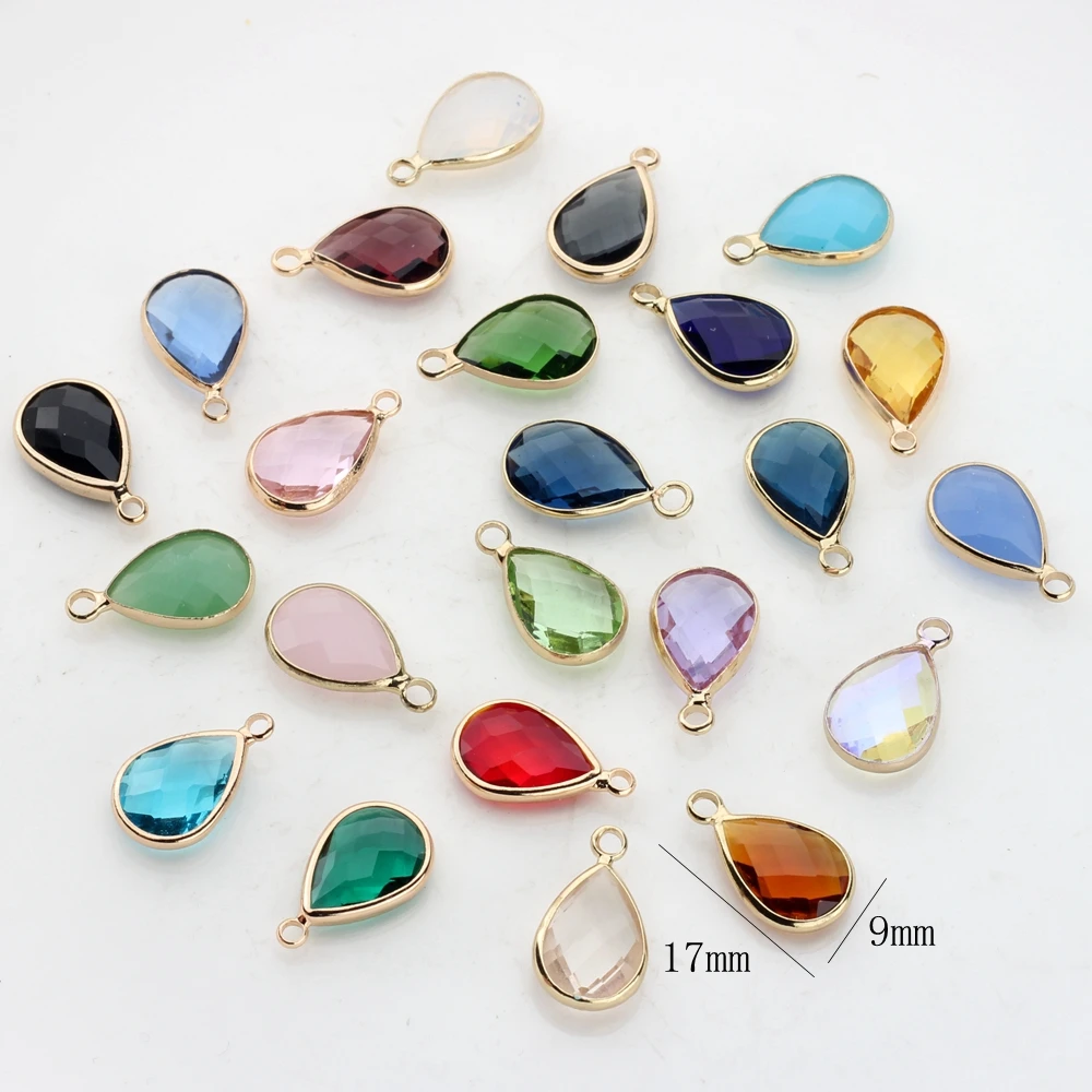 12 шт./лот кристаллы камни по месяцу рождения мини-подвески в виде капли воды 10*15 мм