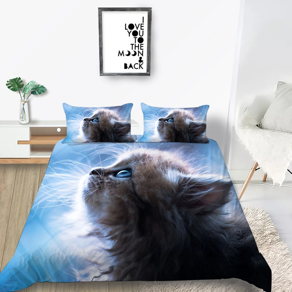 

Lovely Cat Bedding Set Single Fashion 3D Cute Kitten Duvet Cover High End King Twin Full Queen Double Unique Design Bed Set