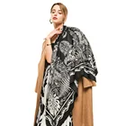 135*135 см женский саржевый Шелковый ротанговый цветок с бронзовым узором большой квадратный шарф Женская шаль пляжное полотенце