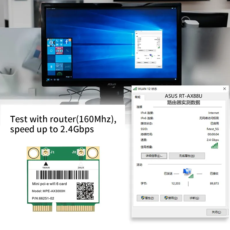 3000 / Wi-Fi 6   Wifi6  Bluetooth 5, 2 Dual Band 802.11ax/ac    Mini PCI-E 2, 4 /5  MU-MIMO