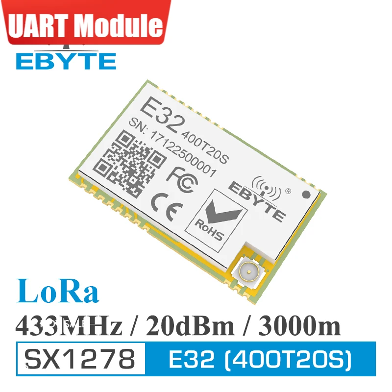 

SX1278 433 МГц LoRa 470 МГц большой диапазон 3000 м радиочастотный модуль CDEBYTE E32-400T20S V2.0 100 мВт 20 дБм Iot передатчик и приемник