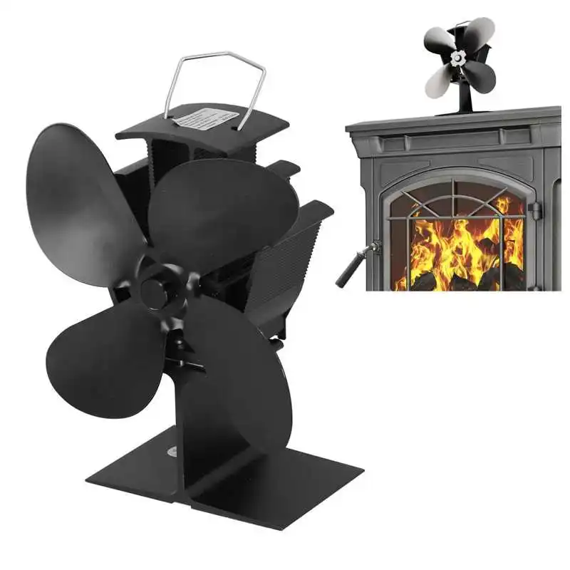

Вентилятор для печи, работающий от тепловой энергии с 4 лопастями, тихий камин, экологически чистый вентилятор для дома, циркуляция тепла, де...