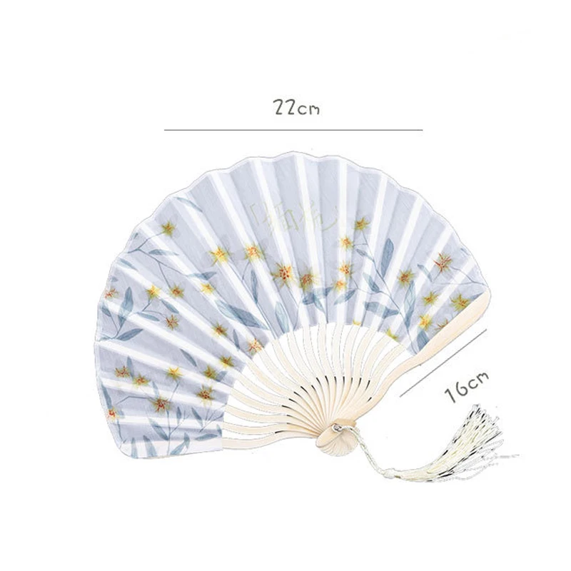Летнее искусство складной веер с цветочным узором и кисточкой танцевальный