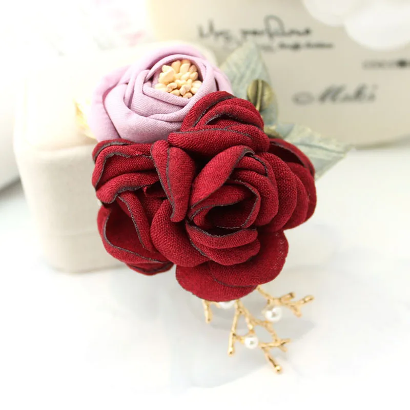 Я Remiel ручной работы ткань розовая Цветочная Брошь булавка бейдж Одежда и