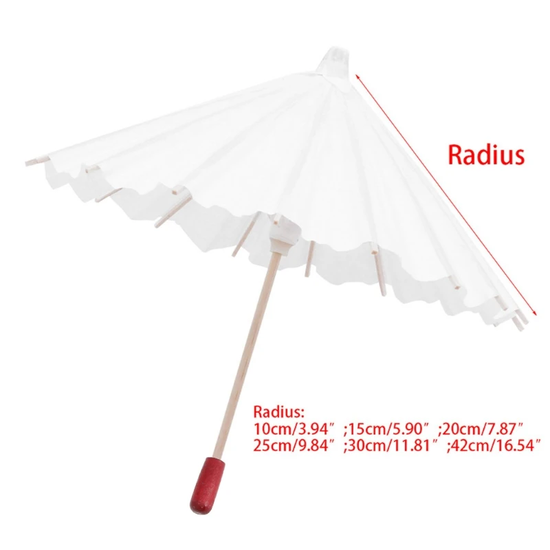 

White Blank Chinese Paper Umbrella Parasol Kid Painting DIY Craft Christmas Gift