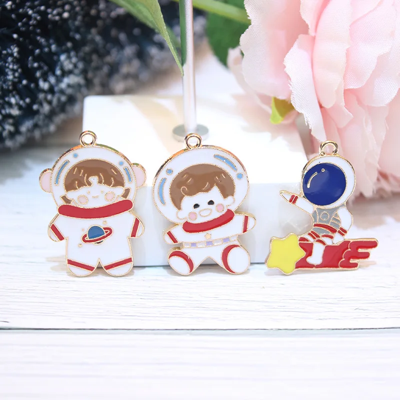 

10 шт./лот эмалевые Подвески в виде астронавта для мальчиков и девочек ручной работы DIY для браслета ожерелья сумки