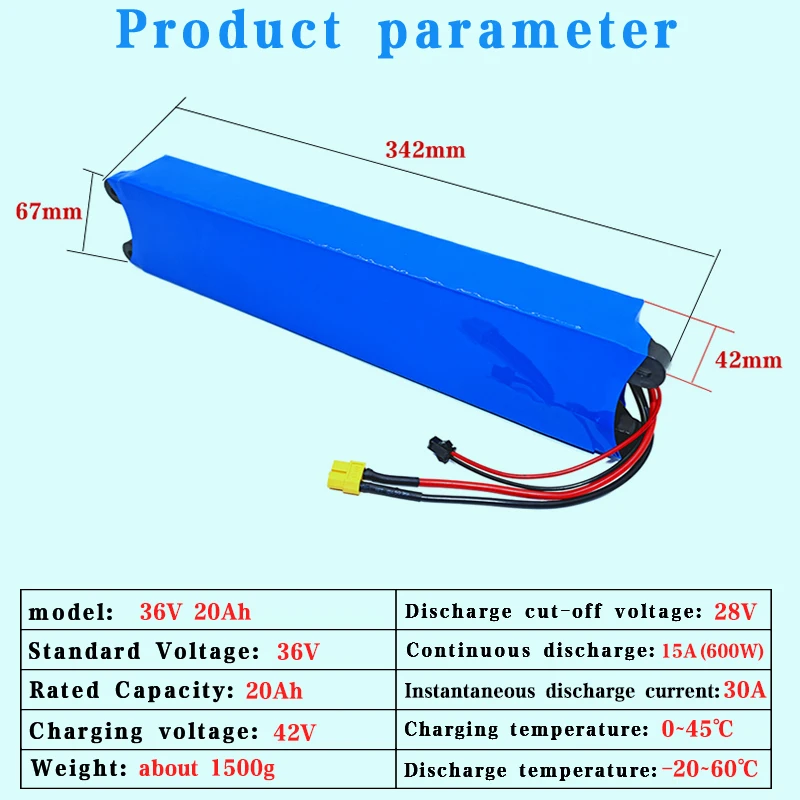 

36V 20Ah 18650 lithium battery pack 10S3P 20000mah 250W-500W Same port 42V Electric Scooter M365 ebike Power Battery with BMS