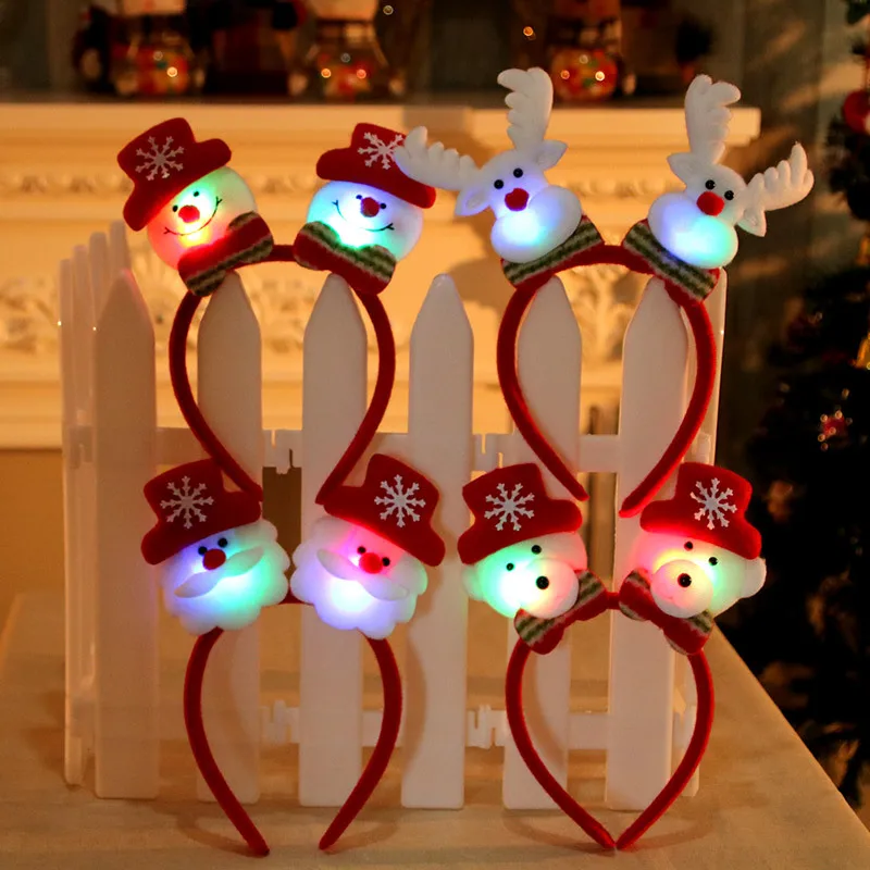 

Christmas gift LED lamp headband Santa Claus reindeer snowman headband New Year Christmas decorations party headband