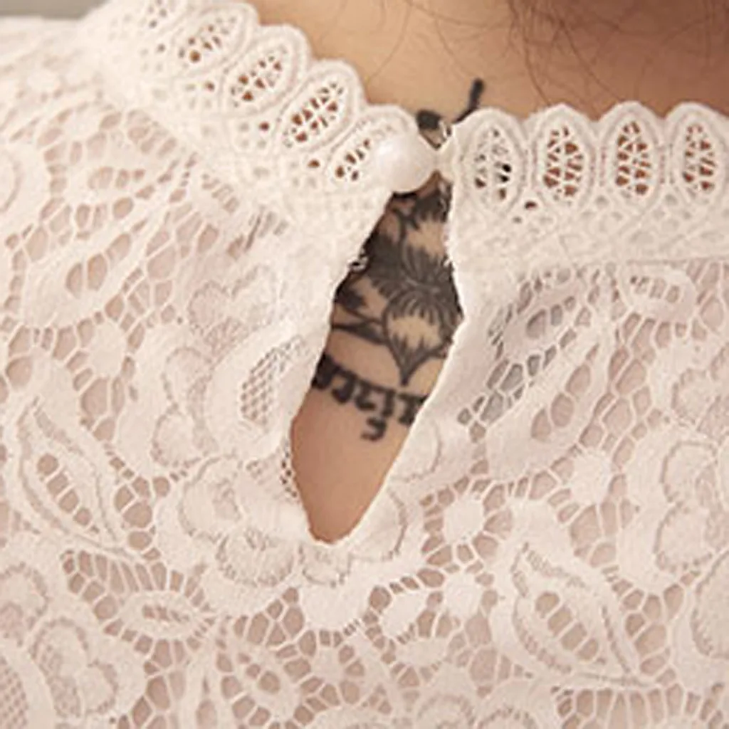 Женская футболка Осенняя Кружевная с длинным рукавом свободные топы высоким