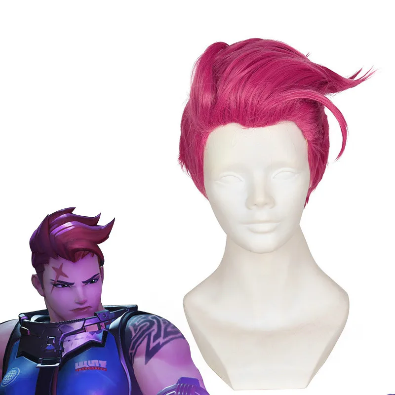 Термостойкие синтетические волосы для косплея OW Zarya Game короткий розовый парик +