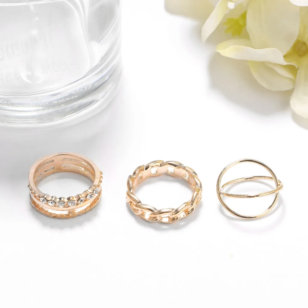 Женский модный ажурный набор колец из сплава с двойным крестом 8 на палец