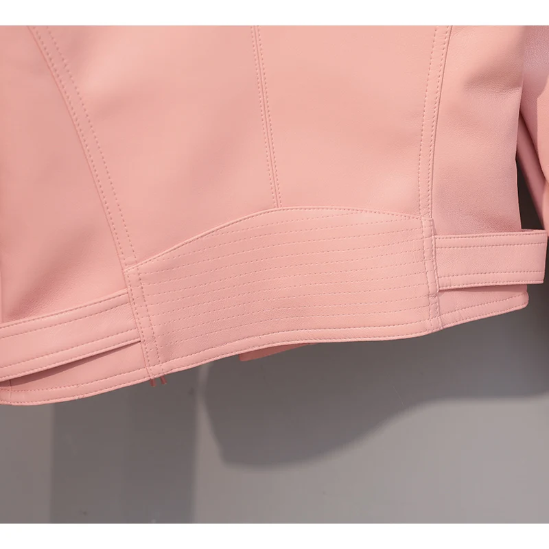 Куртка женская демисезонная из искусственной кожи розовый | Женская одежда