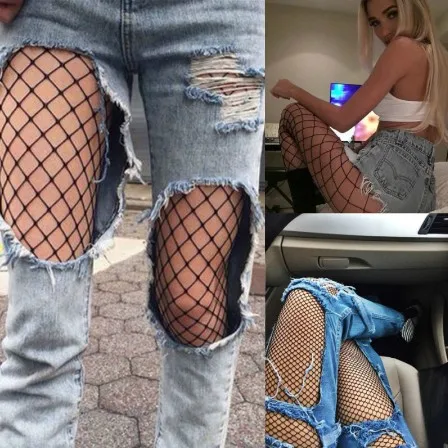 2019 летние модные ажурные сексуальные колготки женские сетчатые черные чулки для