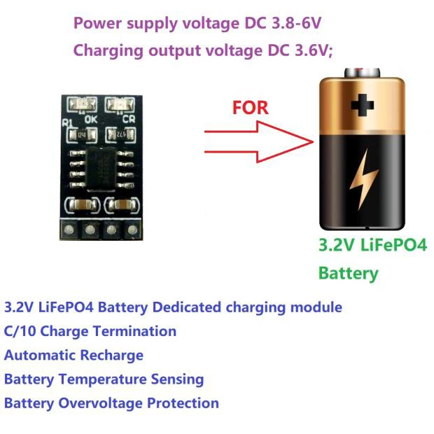 1A 3.2V 3.6V LiFePO4 Lithium Battery Charging Module Cell Charger input 3.8V 4.2V 4.5V 5V for Ebike UPS Car Solar | Электроника