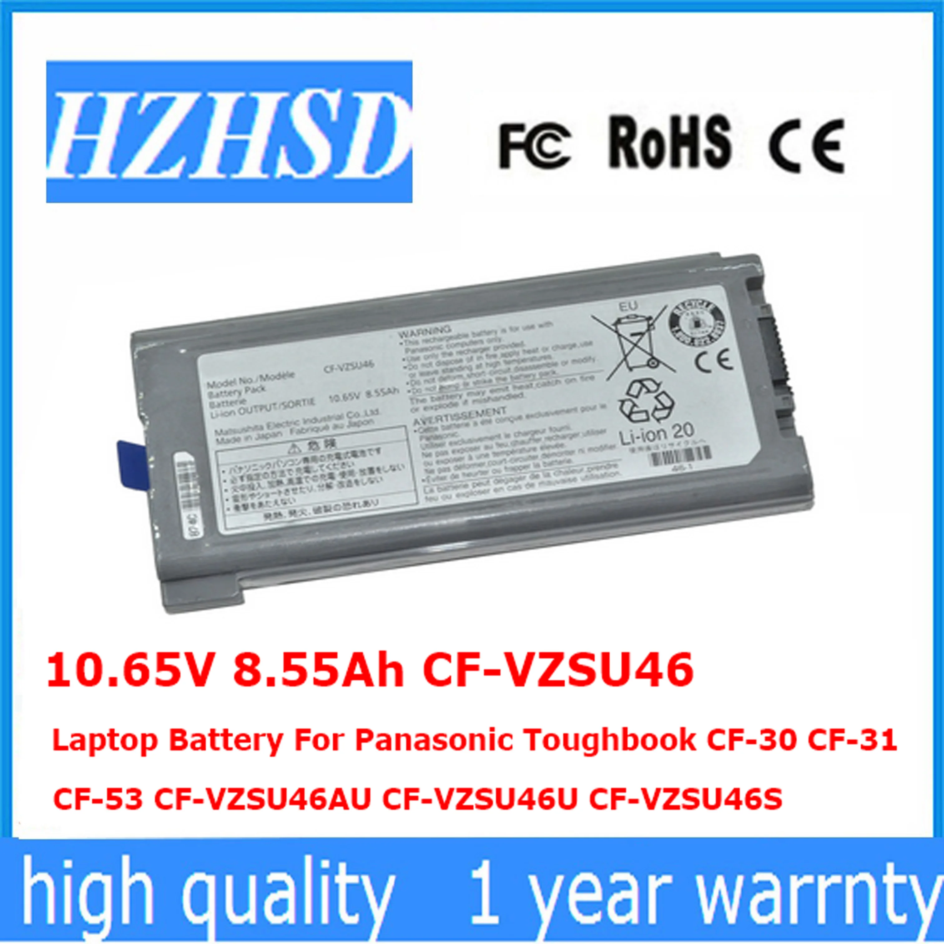 

10.65V 8.55Ah CF-VZSU46 Laptop Battery For Panasonic Toughbook CF-30 CF-31 CF-53 CF-VZSU46AU CF-VZSU46U CF-VZSU46S