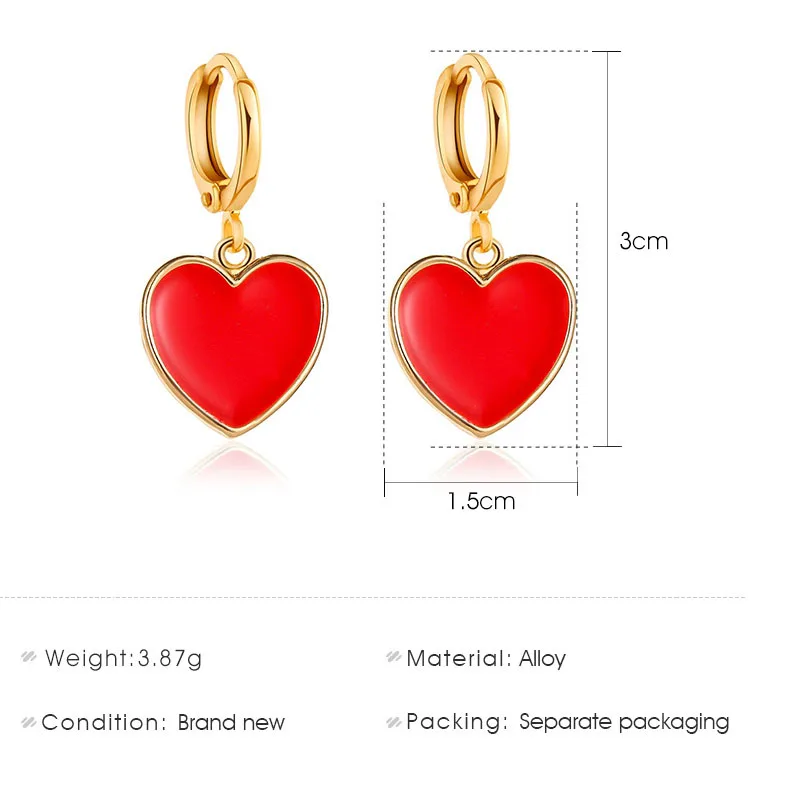 

New Korean Heart Statement Drop Earrings 2020 for Women Fashion Vintage Geometric Red Cute Dangle Hanging Earring Jewelry