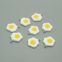 10pcs funny simulation egg resin earring charms diy irregular earrings pendant accessory food keychains bracelet jewelry make